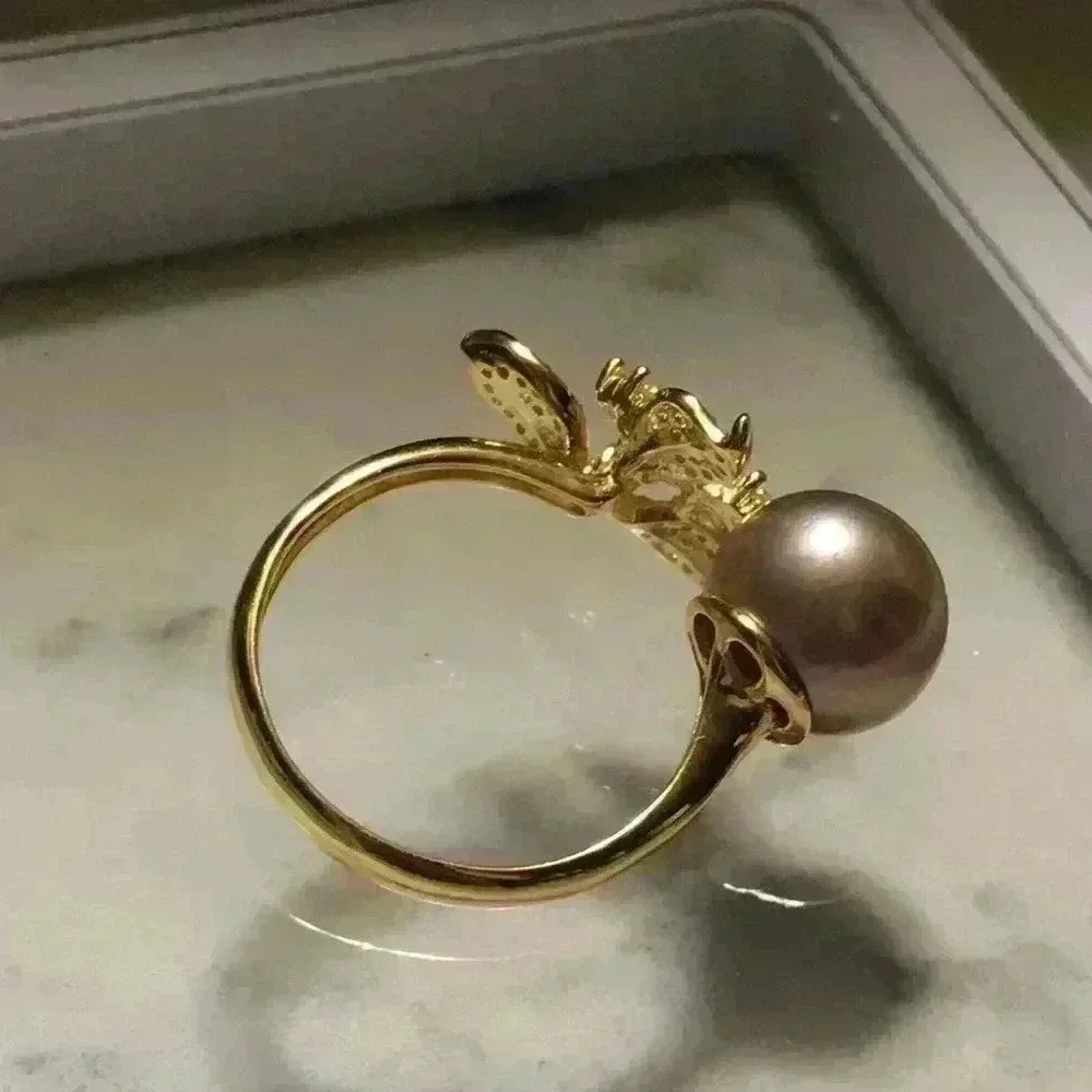 10mm Custom Made Genuine Pearl Clover Ring